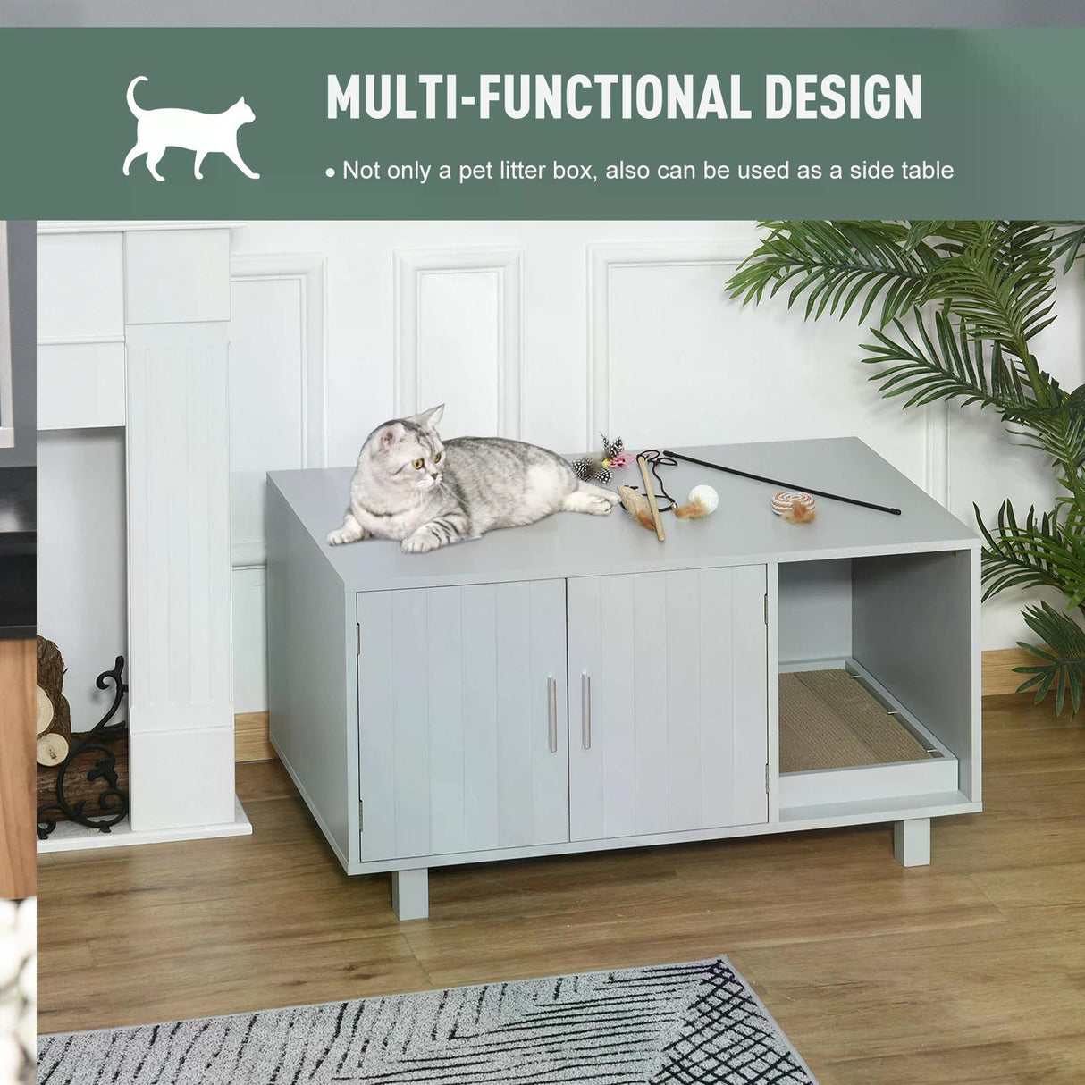 Cat Litter Box Enclosure & House - Grey - Cat Litter Trays - Purr Wish
