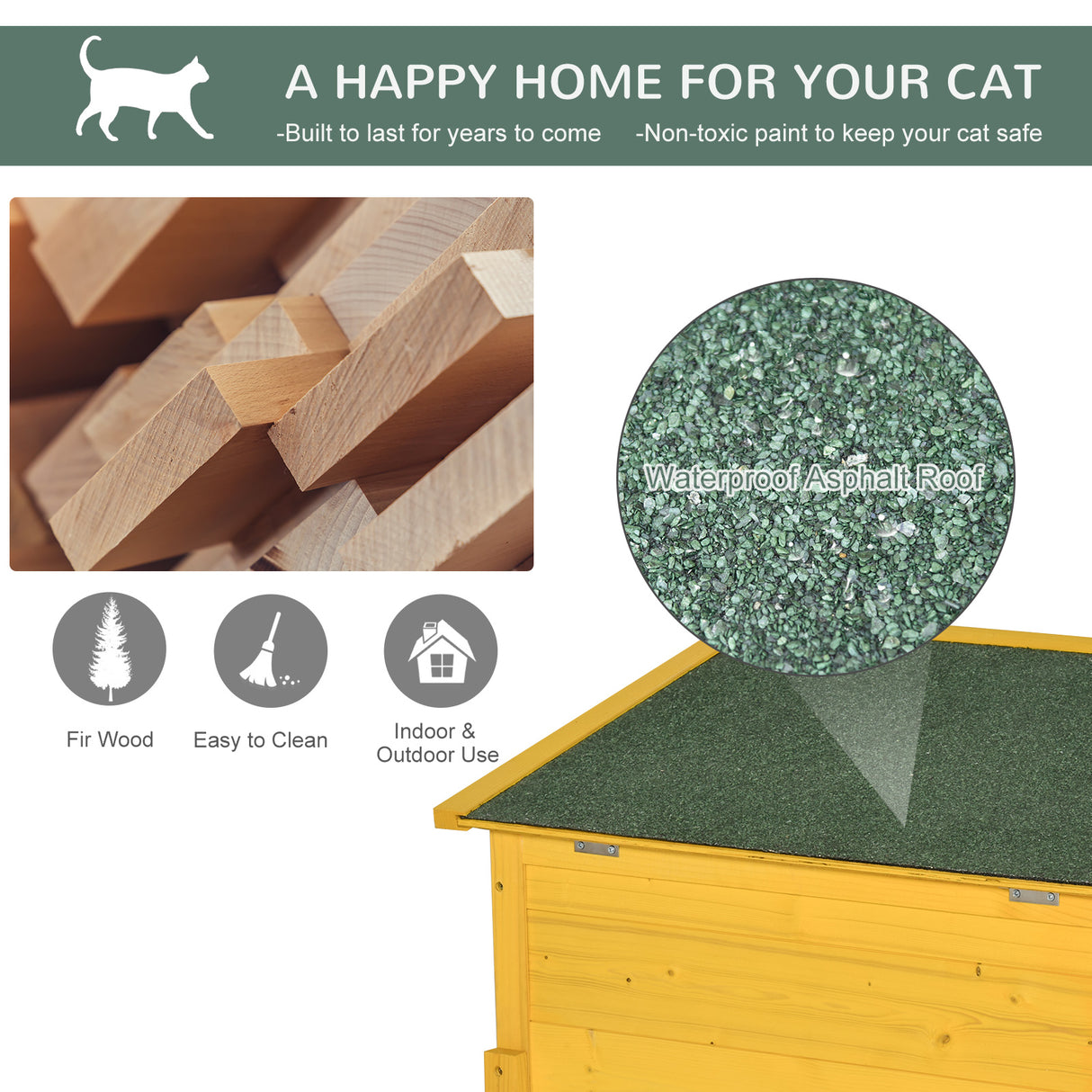 Garden Wooden Cat House Outdoor Pet Shelter