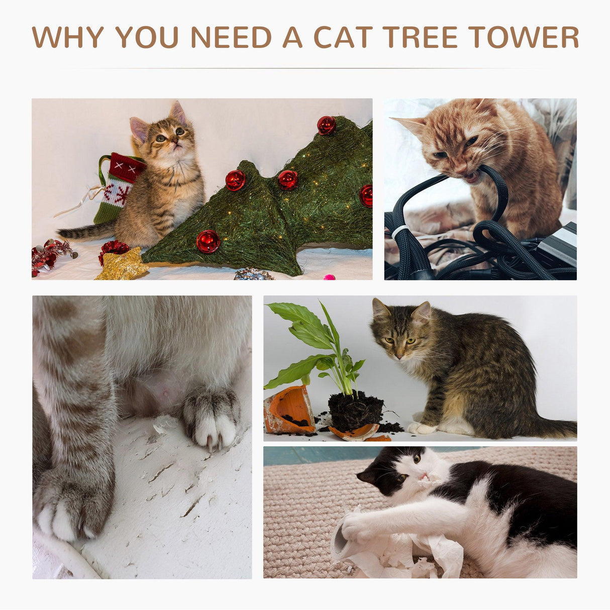 Cat Scratching Post and Playhouse, 65cm - Brown - Cat Trees - Purr Wish