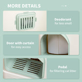 Cat Litter Box with Drawer Pan, Hooded Tray, Deodorants - White - Cat Litter Trays - Purr Wish