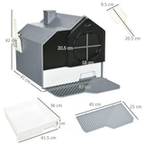 Grey Hooded Cat Litter Tray with Scoop - Cat Litter Trays - Purr Wish