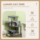 Grey Sisal Cat Tree Tower with Scratching Post, 100cm - Grey - Cat Trees - Purr Wish