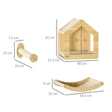 5-Piece Oak Cat Climbing Shelf Set - Cat Walls - Purr Wish