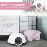 Enclosed Cat Litter Box with Lid, Scoop, Front Entrance - Pink - Cat Litter Trays - Purr Wish