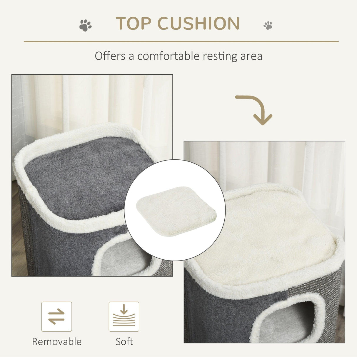 Cat Barrel with Plush Interior, 74Hcm- Grey - Cat Scratchers - Purr Wish