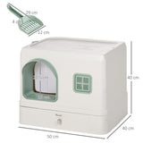 Cat Litter Box with Drawer Pan, Hooded Tray, Deodorants - White - Cat Litter Trays - Purr Wish
