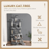 Multilevel Cat Tree Tower for Scratching, Climbing, 170cm - Grey - Cat Trees - Purr Wish