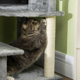 Grey Sisal Cat Tree Tower with Scratching Post, 100cm - Grey - Cat Trees - Purr Wish