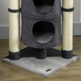 Cat Tree with Scratching Posts & Bed, 114cm - Dark Grey - Cat Trees - Purr Wish