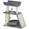 Multi-Level Cat Tree Tower w/ Bed, Perch, Toy Ball, 76cm - Grey - Cat Trees - Purr Wish