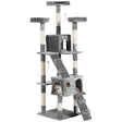 Multilevel Cat Tree Tower for Scratching, Climbing, 170cm - Grey - Cat Trees - Purr Wish