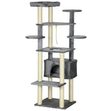 Multi-level Cat Tree w/ Scratching Posts, Bed, Condo, 184cm - Grey - Cat Trees - Purr Wish