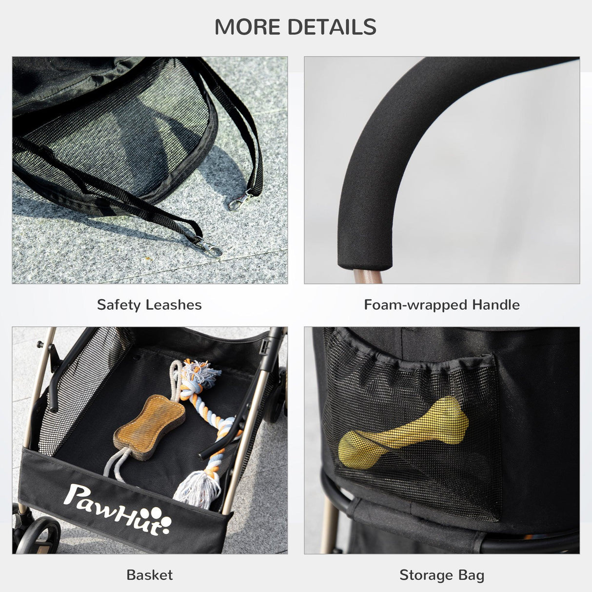 3-in-1 Cat Stroller - Carrier with Universal Wheel, Black - Cat Carriers & Strollers - Purr Wish