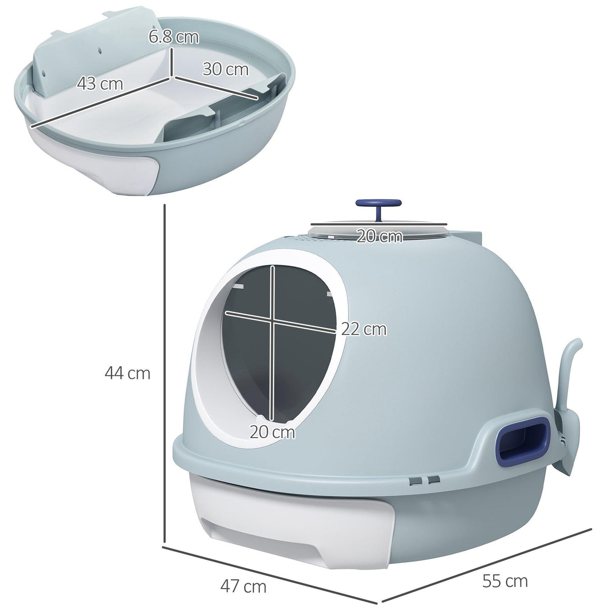 Enclosed Drawer Cat Litter Box - Light Blue - Cat Litter Trays - Purr Wish