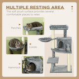 Grey Sisal Cat Tree Tower with Scratching Post, 100cm - Grey - Cat Trees - Purr Wish
