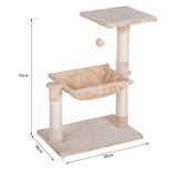 Cat Tree Hammock Bed w/ Scratching Post, 70cm - Beige - Cat Trees - Purr Wish
