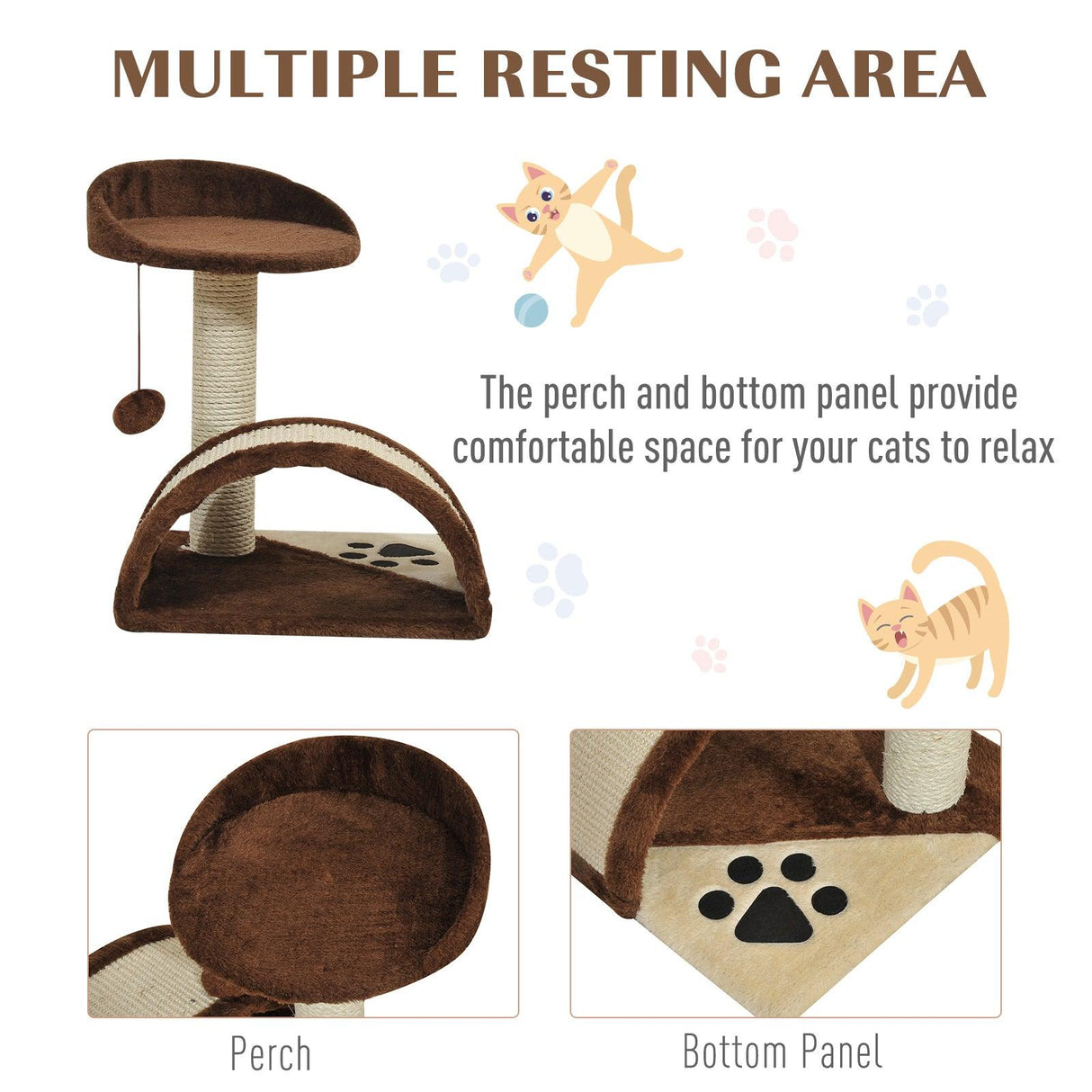 Cat Tree with Perch & Scratching Post - Brown - Cat Trees - Purr Wish