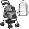 Cat Stroller with Rain Cover and EVA Wheels - Grey - Cat Carriers & Strollers - Purr Wish