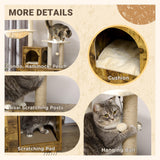 Cat Litter Enclosure w/ Cat Tree, 138cm - Rustic Brown - Cat Trees - Purr Wish