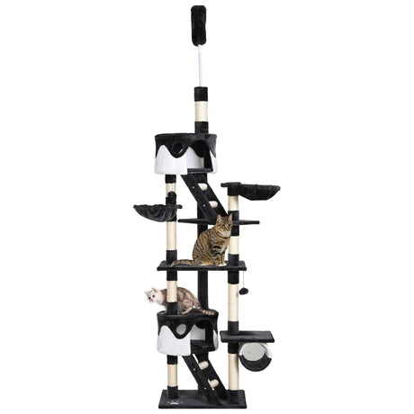 Adjustable Cat Tree Fun House, Black & White - Cat Trees - Purr Wish