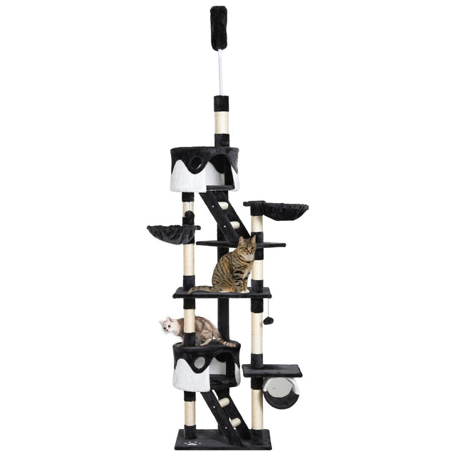 Adjustable Cat Tree Fun House, Black & White - Cat Trees - Purr Wish