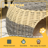 Elegant Wicker Cat House with Soft Washable Cushion, ?40 x 30cm