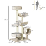 Cat Tree with Tunnels & Plush Covering - Beige - Cat Trees - Purr Wish