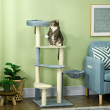 Indoor Cat Tree, Scratching Posts, Hammock, Cat Bed, 118.5cm - Grey Blue - Cat Trees - Purr Wish