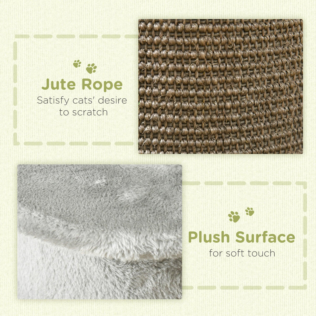 Wall-Mounted Cat Scratching Post w/ Soft Plush Cover, 58cm - Grey - Cat Scratchers - Purr Wish