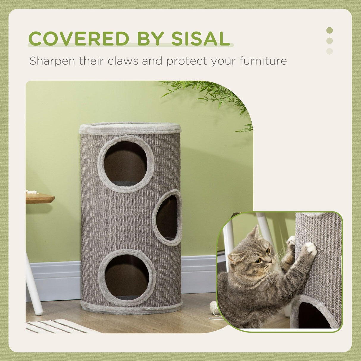 Cosy Cat Barrel Tree Tower, Climbing Frame, 70cm - Light Grey - Cat Trees - Purr Wish