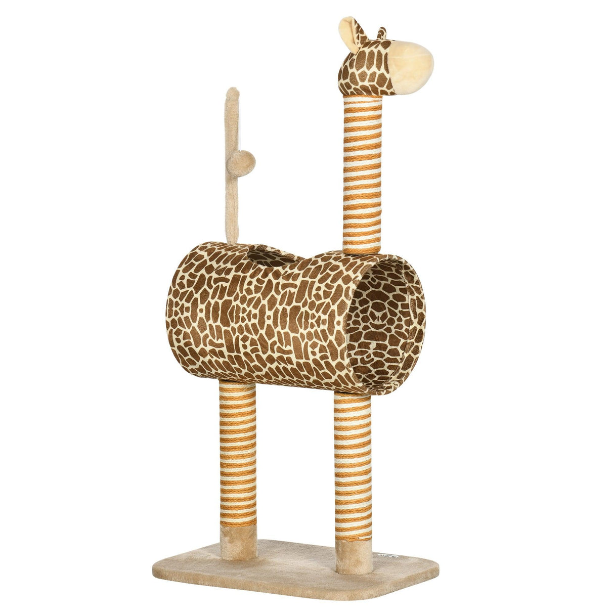 Cute Giraffe Cat Play Tower with Tunnel, 101cm - Beige - Cat Trees - Purr Wish
