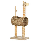 Cute Giraffe Cat Play Tower with Tunnel, 101cm - Beige - Cat Trees - Purr Wish