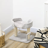 Cat Tree with Toy Balls and Sisal Scratching Post, 42cm - Light Grey - Cat Trees - Purr Wish