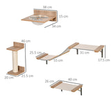 4-Piece Brown Wall-Mounted Cats Climbing Shelf Set - Cat Walls - Purr Wish