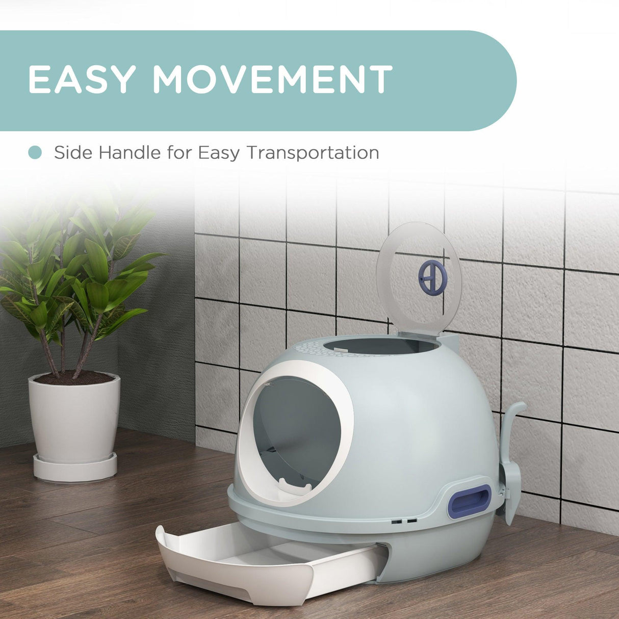 Enclosed Drawer Cat Litter Box - Light Blue - Cat Litter Trays - Purr Wish