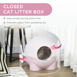 Enclosed Cat Litter Box with Lid, Scoop, Front Entrance - Pink - Cat Litter Trays - Purr Wish