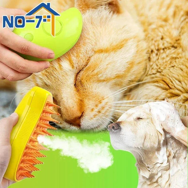 Steamy Electric Cat Brush Soft Silicone Grooming Comb Purr Wish