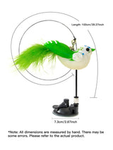 Suction Wand Cat Toy with Feathered Bird & Long Rod - Cat Wand Toys - Purr Wish