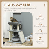 Multi-Level Cat Tree Tower w/ Bed, Perch, Toy Ball, 76cm - Grey - Cat Trees - Purr Wish
