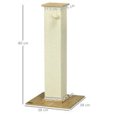Compact Cat Scratching Post Tree, 80cm - Oak, Cream & White - Cat Trees - Purr Wish