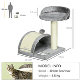 Cat Activity Centre with Sisal Scratching Posts, 46cm - Beige & Grey - Cat Trees - Purr Wish