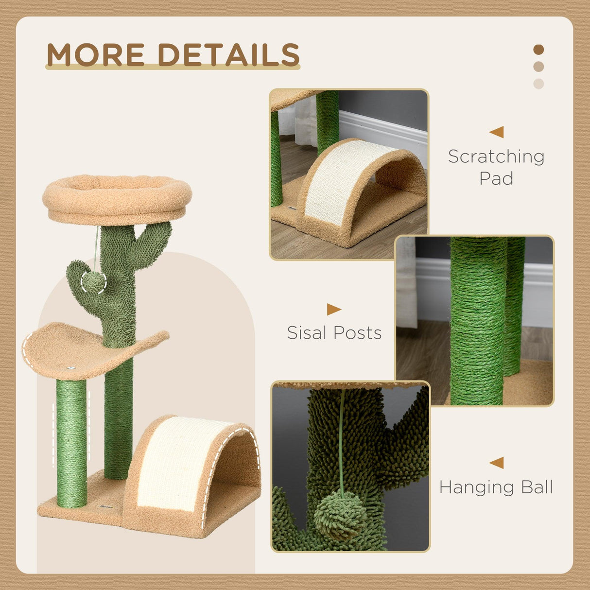 Cosy Cat Tree with Bed & Toys, 72cm - Yellow & Green - Cat Trees - Purr Wish