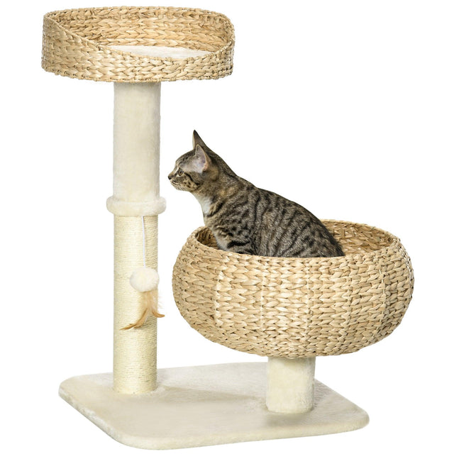 Elegant Cat Tree with Two Beds - Beige - Cat Trees - Purr Wish