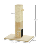 Jute Cat Scratching Post w/ Hanging Toy, 79Hcm - Beige - Cat Scratchers - Purr Wish