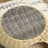 Elegant Wicker Cat House with Soft Washable Cushion, ?40 x 30cm