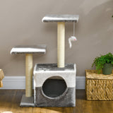 Cat Tree with Scratching Posts, Perches, and Toy Mouse, 70cm - Grey - Cat Trees - Purr Wish