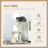 Multi-level Cat Tree with Sisal Scratching Post, 72cm - Light Grey - Cat Trees - Purr Wish