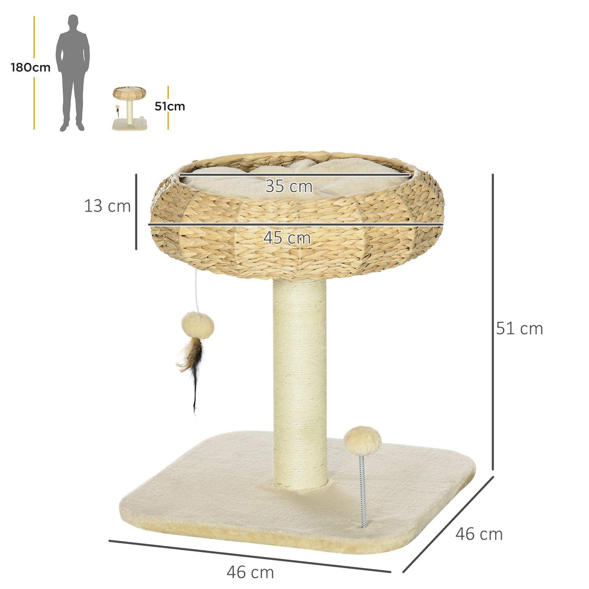 Compact Cat Climbing Tree Activity Center, 51cm - Beige - Cat Trees - Purr Wish