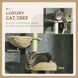 6-Tier Floor-to-Ceiling Adjustable Cat Tree, 230-250cm - Beige - Cat Trees - Purr Wish