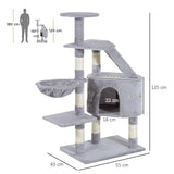 Cat Scratching Post Climbing Tower, 125cm, Grey - Cat Trees - Purr Wish